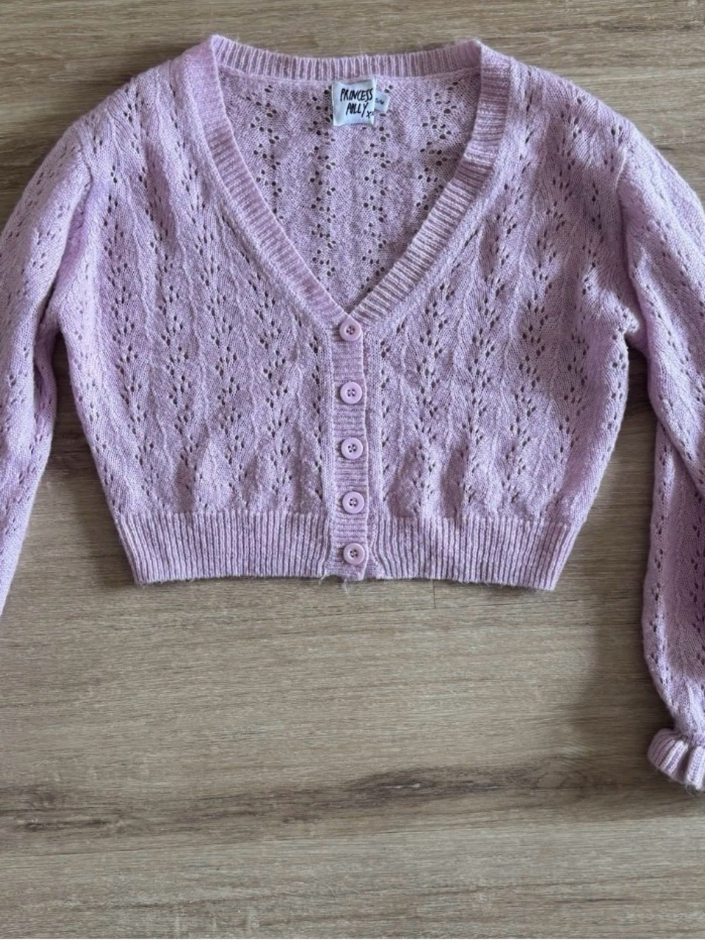 Princess Polly Light Pink Cropped Knit Button Cardigan